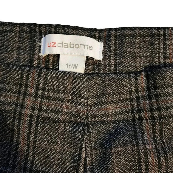 NEW Liz Claiborne Gray Windowpane Erin Straight Leg Ankle Mid-Rise Size 16W - Picture 4 of 7